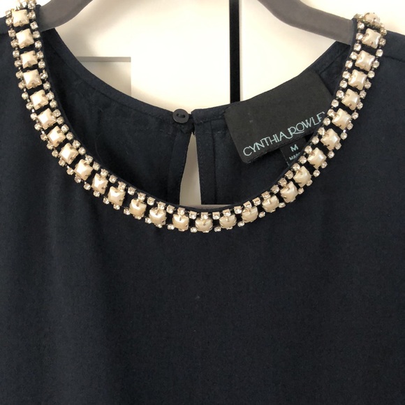 Cynthia Rowley Sleeveless Top & Bejeweled Neck M - Picture 2 of 5